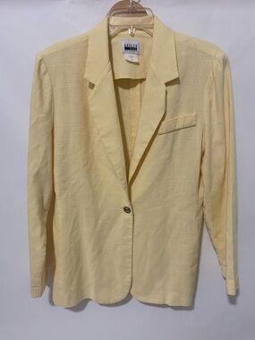 Leslie Fay Vintage Pale Yellow Single-Button Blazer Made in USA